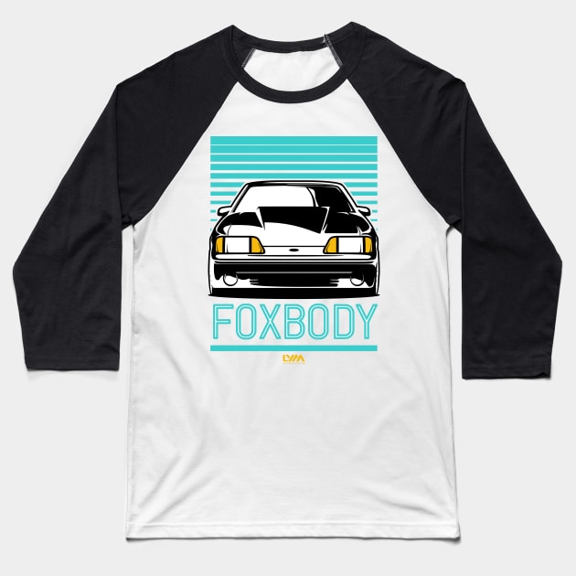 Foxbody Ford Mustang GT Retro Baseball T-Shirt by LYM Clothing